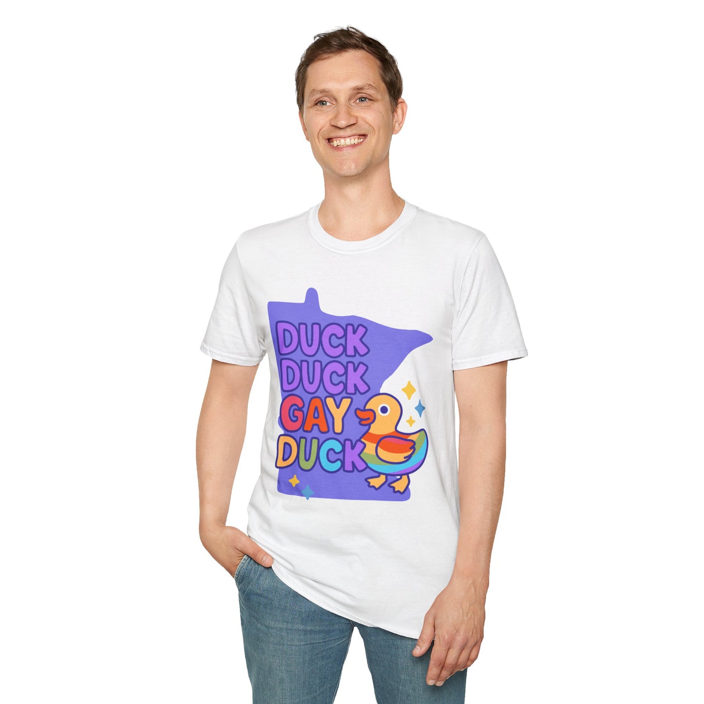 Duck Duck Gay Duck Unisex T-Shirt, LGBTQ+ Gift, Pride Friendly Shirt