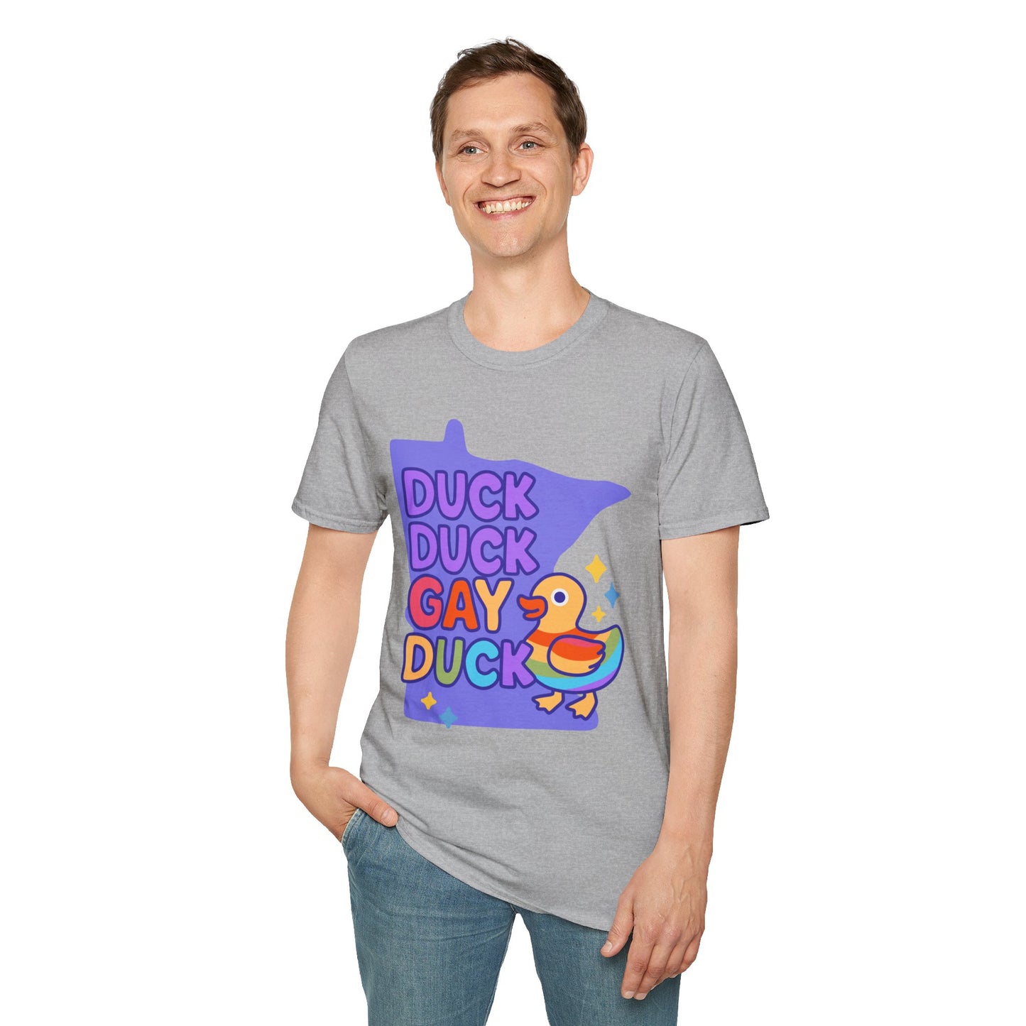 Duck Duck Gay Duck Unisex T-Shirt, LGBTQ+ Gift, Pride Friendly Shirt