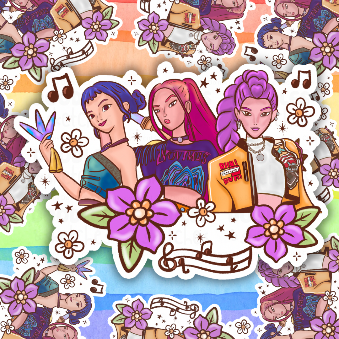 Demon Hunters Music Notes Sticker