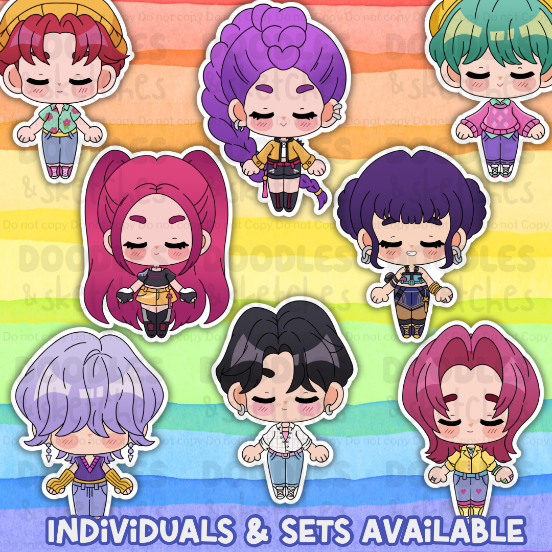 KPop Chibi Girls and Guys Sticker Set