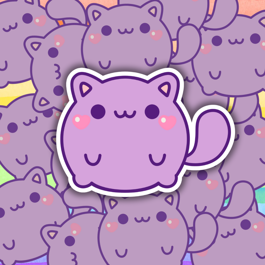 Purple Squishy Kitty Sticker