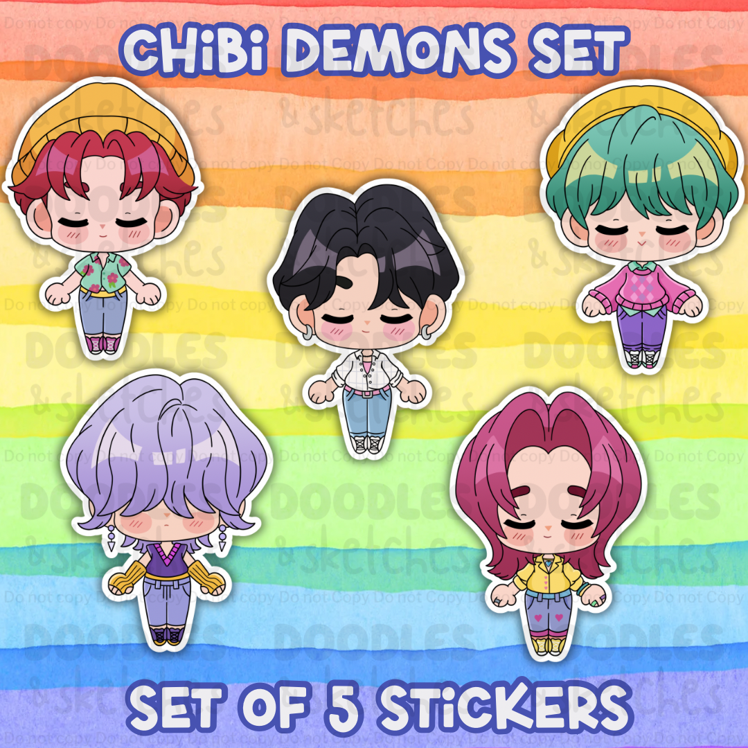 KPop Chibi Girls and Guys Sticker Set