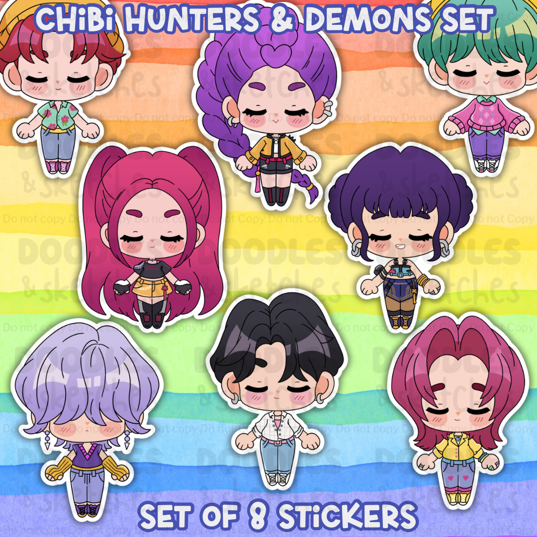KPop Chibi Girls and Guys Sticker Set
