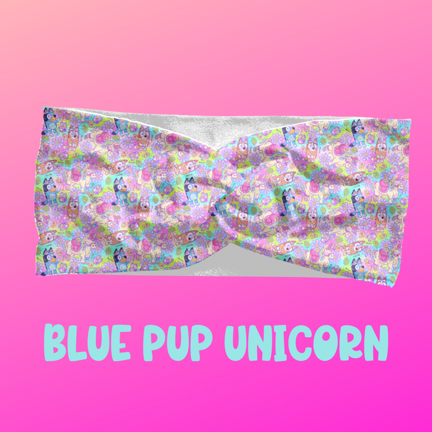 Blue Pup Unicorn – Scrunchie or Headband