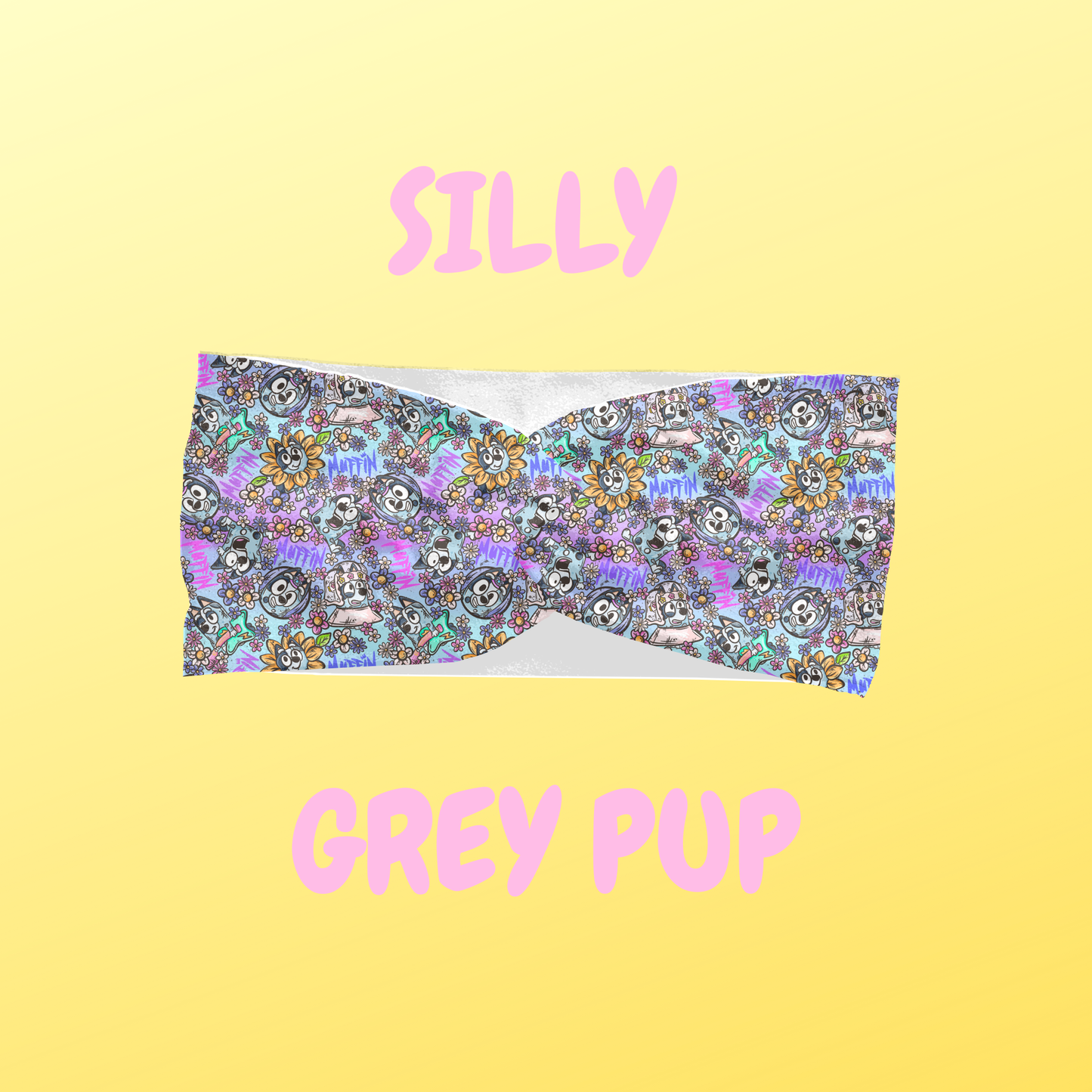 Silly Grey Pup – Scrunchie or Headbands