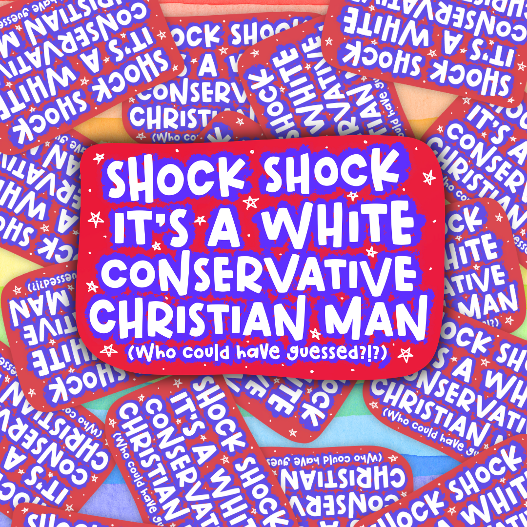 White Christian Conservative Man Sticker