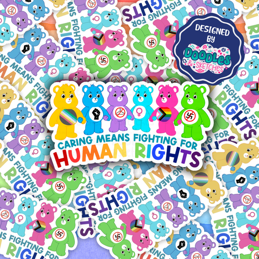 Caring for Human Rights Bear Sticker
