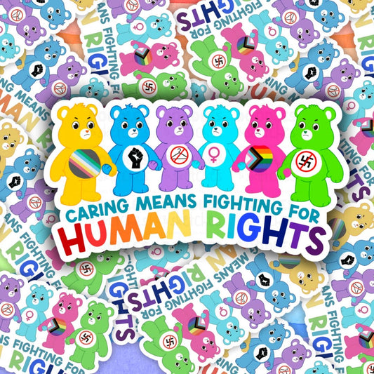Caring for Human Rights Bear Sticker