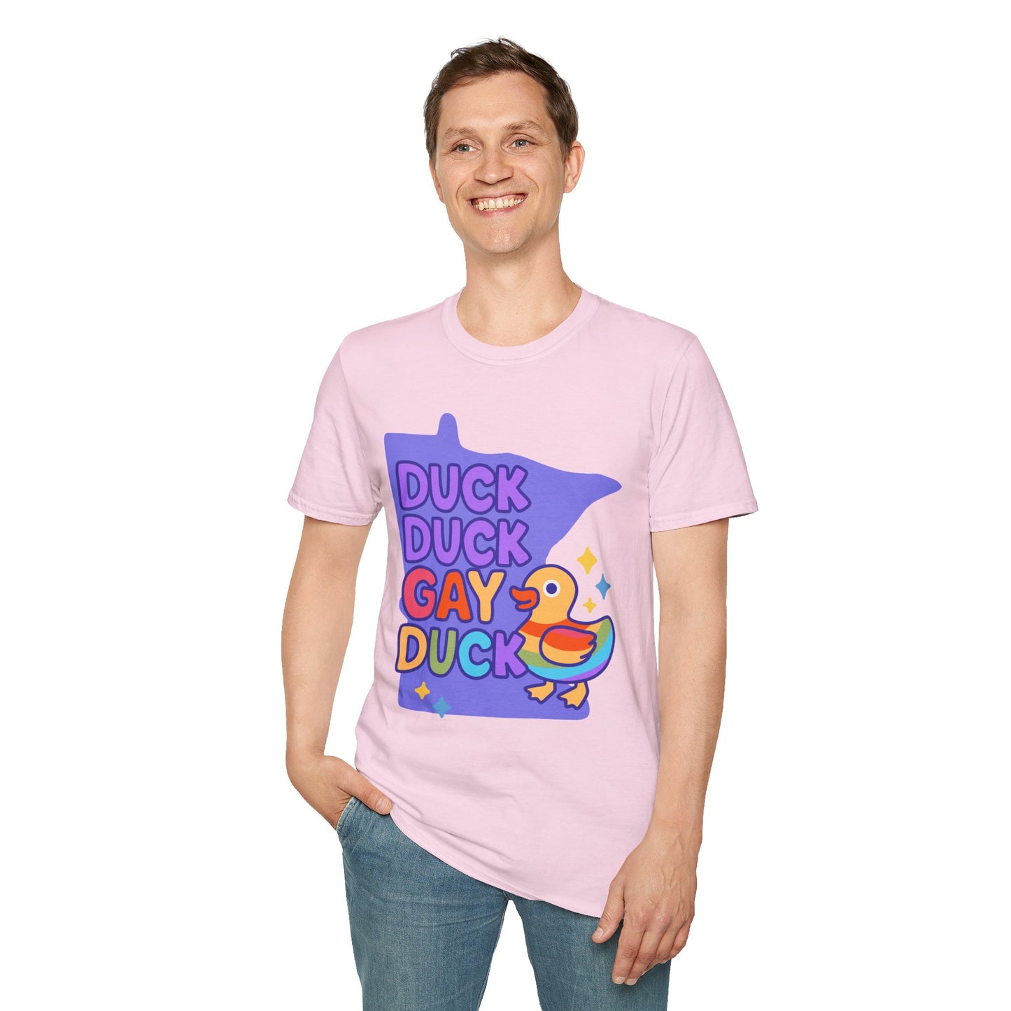 Duck Duck Gay Duck Unisex T-Shirt, LGBTQ+ Gift, Pride Friendly Shirt