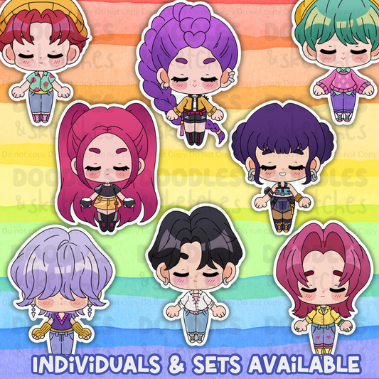KPop Chibi Girls and Guys Sticker Set