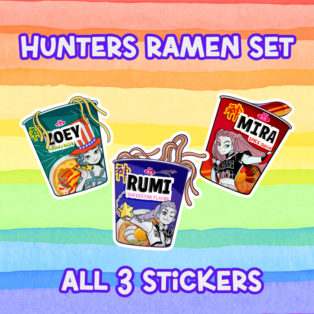 Hunters Ramen Stickers (individuals & set of 3 available)