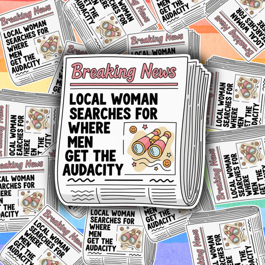 Local Woman Searches Sticker