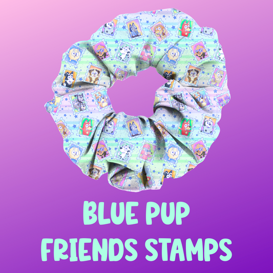 Blue Pup Friends Stamps – Scrunchie or Headband