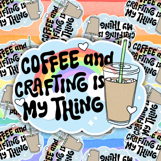 Coffee and Crafting Sticker