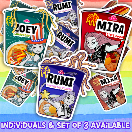 Hunters Ramen Stickers (individuals & set of 3 available)