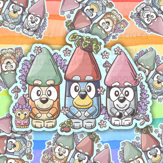 Blue Pup Gnomes Sticker