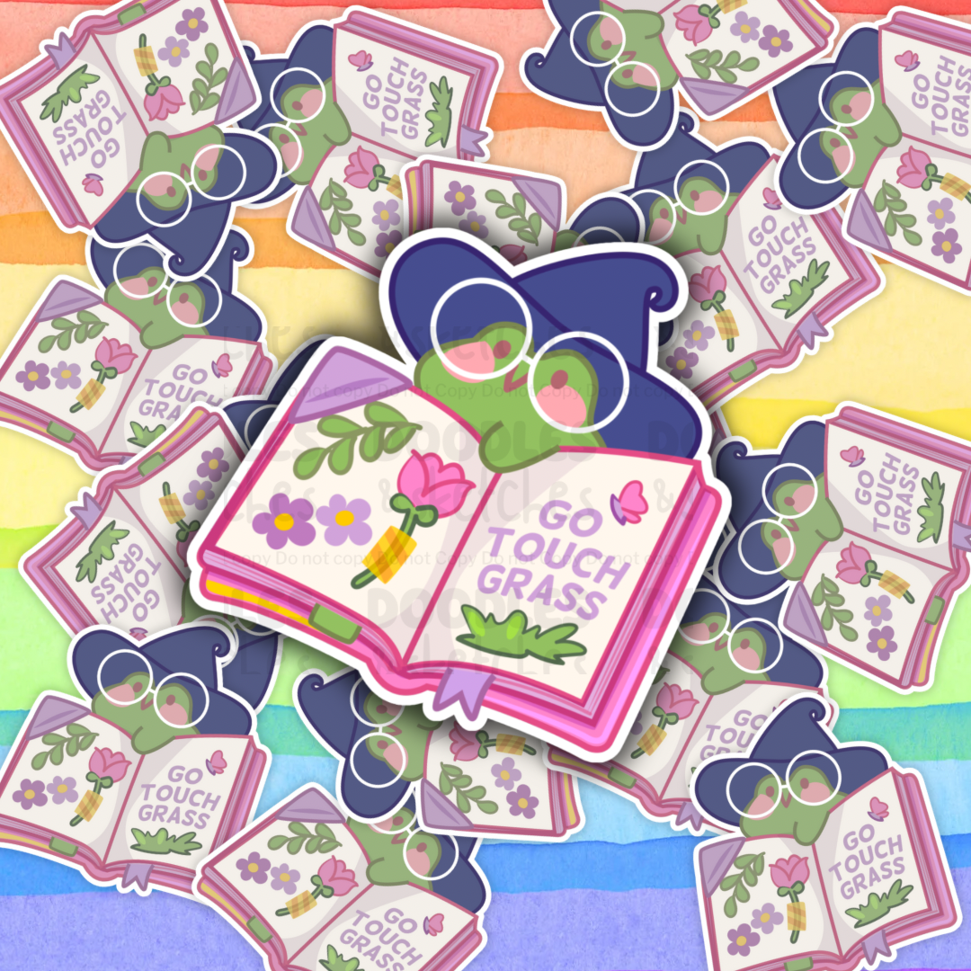 Go Touch Grass Frog Sticker