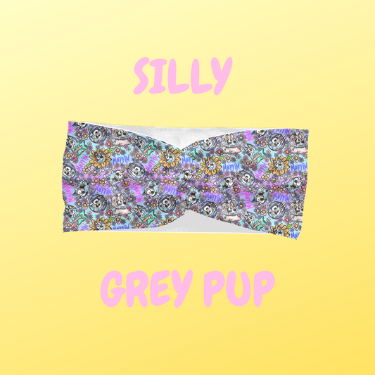 Silly Grey Pup – Scrunchie or Headbands