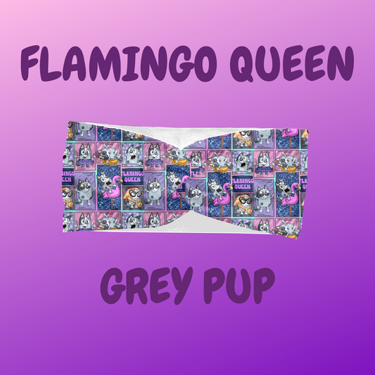 Flamingo Queen Grey Pup – Scrunchie or Headbands