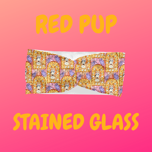 Red Pup Stained Glass – Scrunchie or Headbands