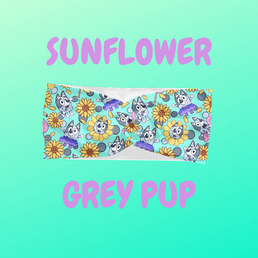 Sunflower Grey Pup – Scrunchie or Headbands