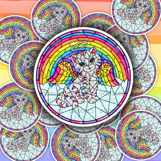 Angel Kitty Nostalgia Stain Glass Sticker